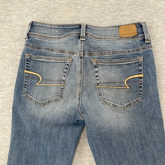 American Eagle Women's Short Kick Boots, Super Stretch Blue Denim - Picture 7 of 11